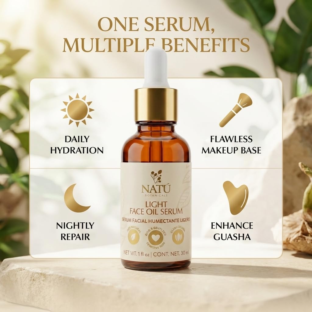 Hydrating Light Face Oil Serum for Oily & Combination Skin – No Buildup, No Clogs, No Greasy Feel - Facial Oils with Tea Tree, Coconut Oil, Vitamin E from Sweet Almond - All Natural 1 fl oz