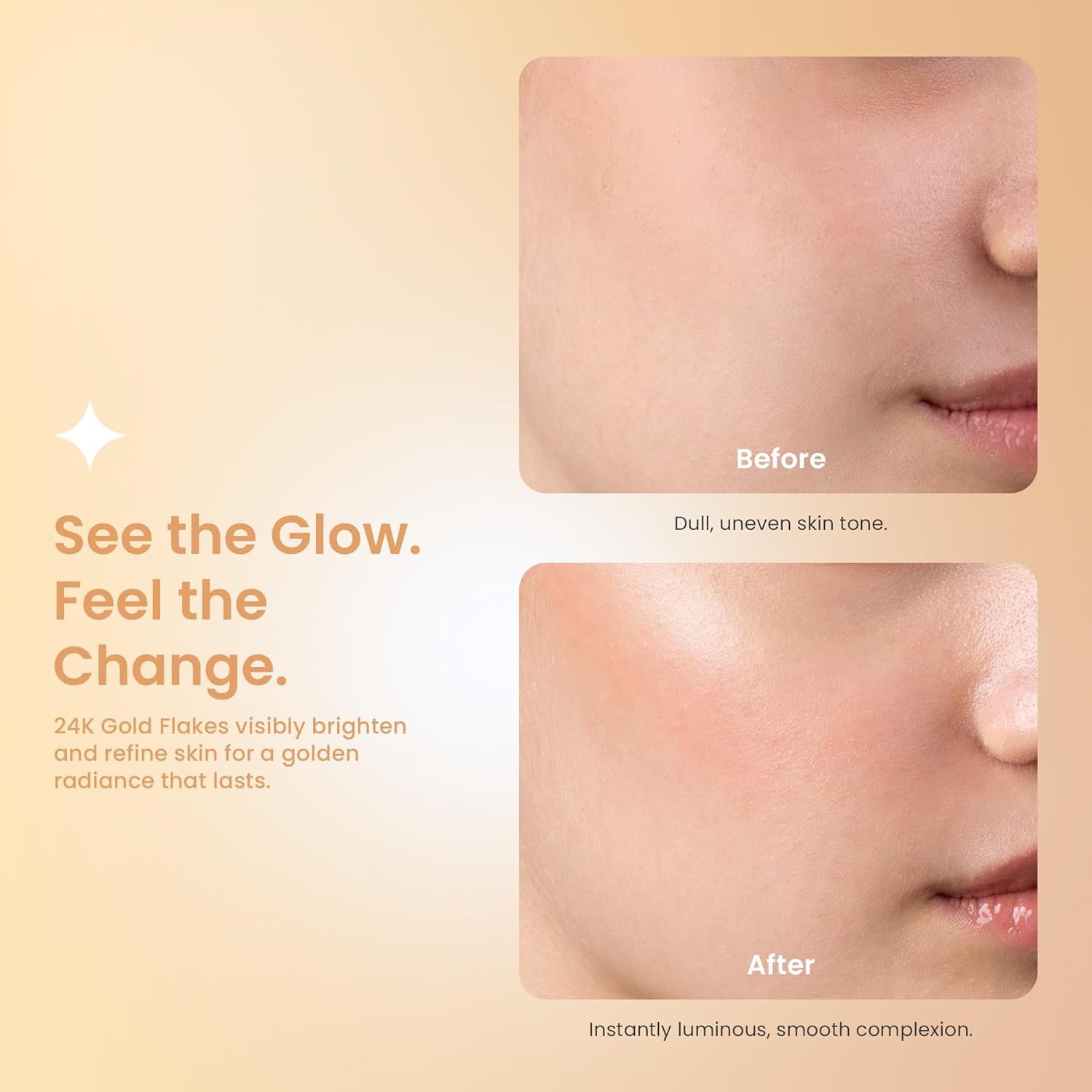 Glow Skin 24K Gold Flakes Sheet Mask – Unlock Your Plump, Dewy 'Glass Skin' Instantly | Deep Hydration, Firming, & Luminous Brightening | 10 Sheets
